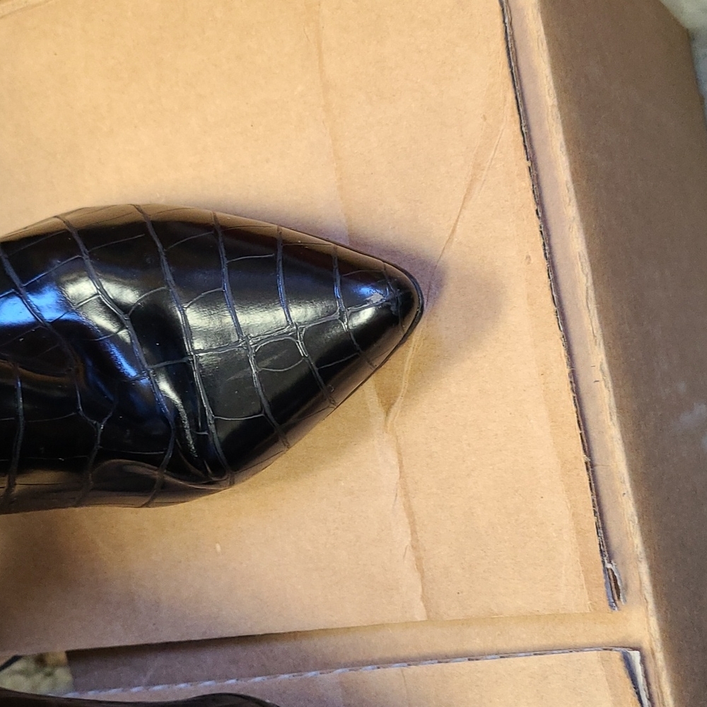 Steve Madden Block High Heel Bootie Croc Black 7 - image 6